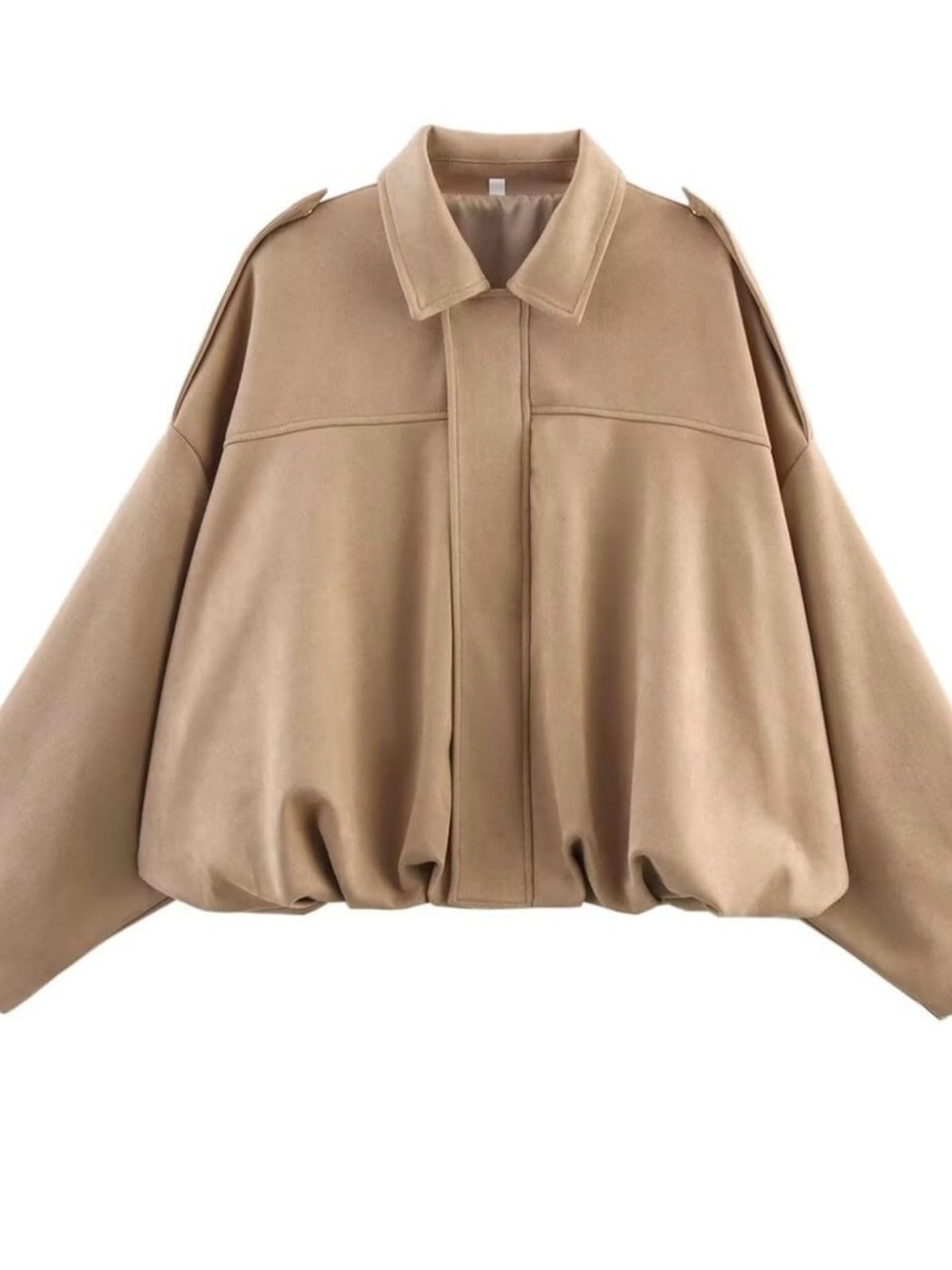 Women's Oversized Beige Bomber Jacket